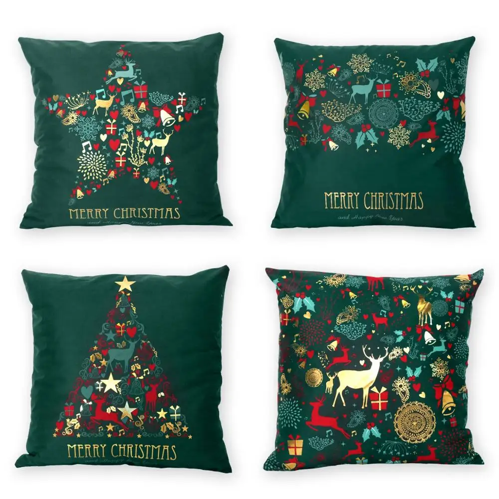 

FENGRISE Green Cotton Christmas Pillowcase Christmas Decoration For Home Christmas Ornament Gift 2019 Navidad Xmas Party Decor