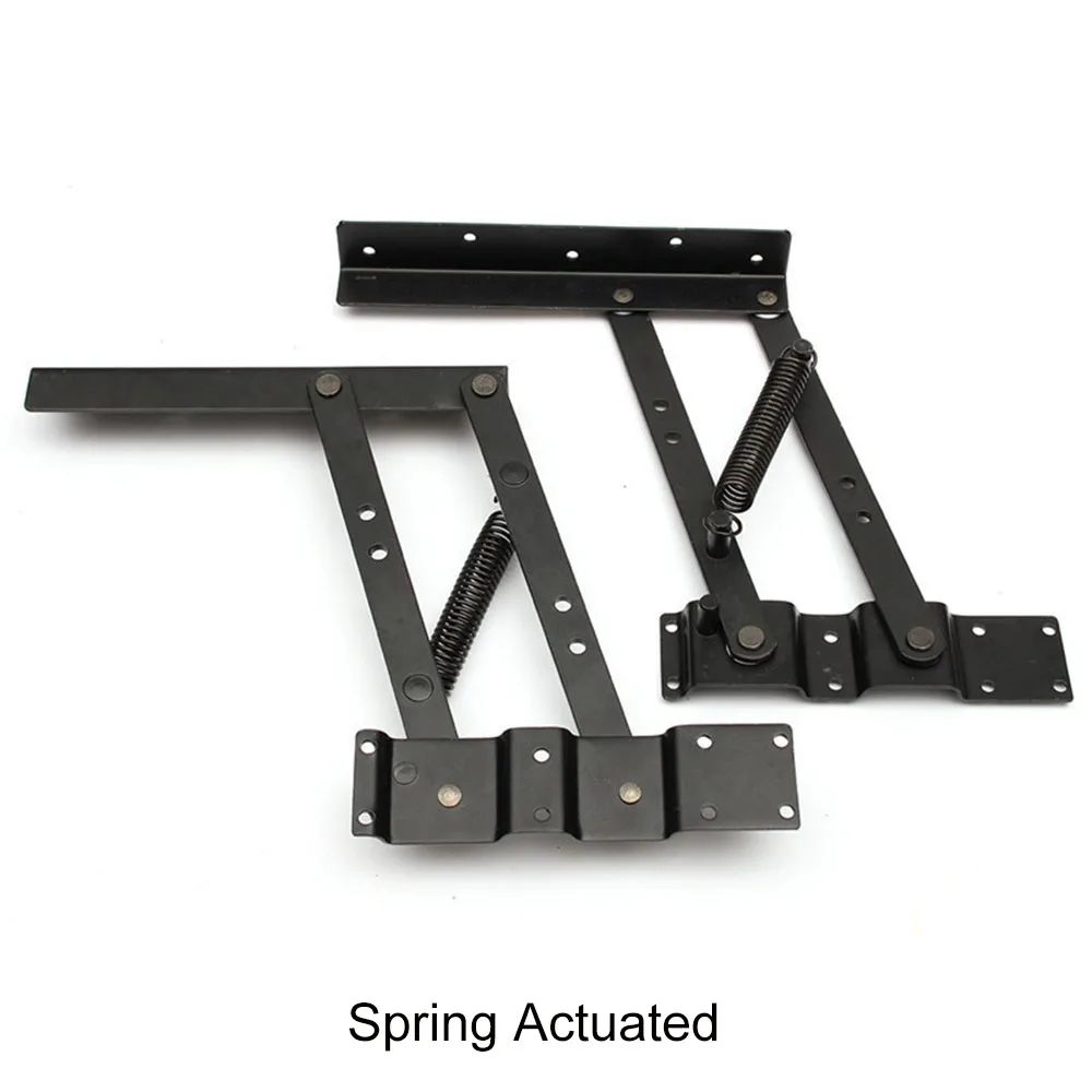 Spring Actuated 2 предмета Таблица шарниры Поднимите Топ Кофе стола механизма мебельная фурнитура петель для 30кг подъемный стол и складной петли для шкафа с полками - Цвет: Spring Actuated