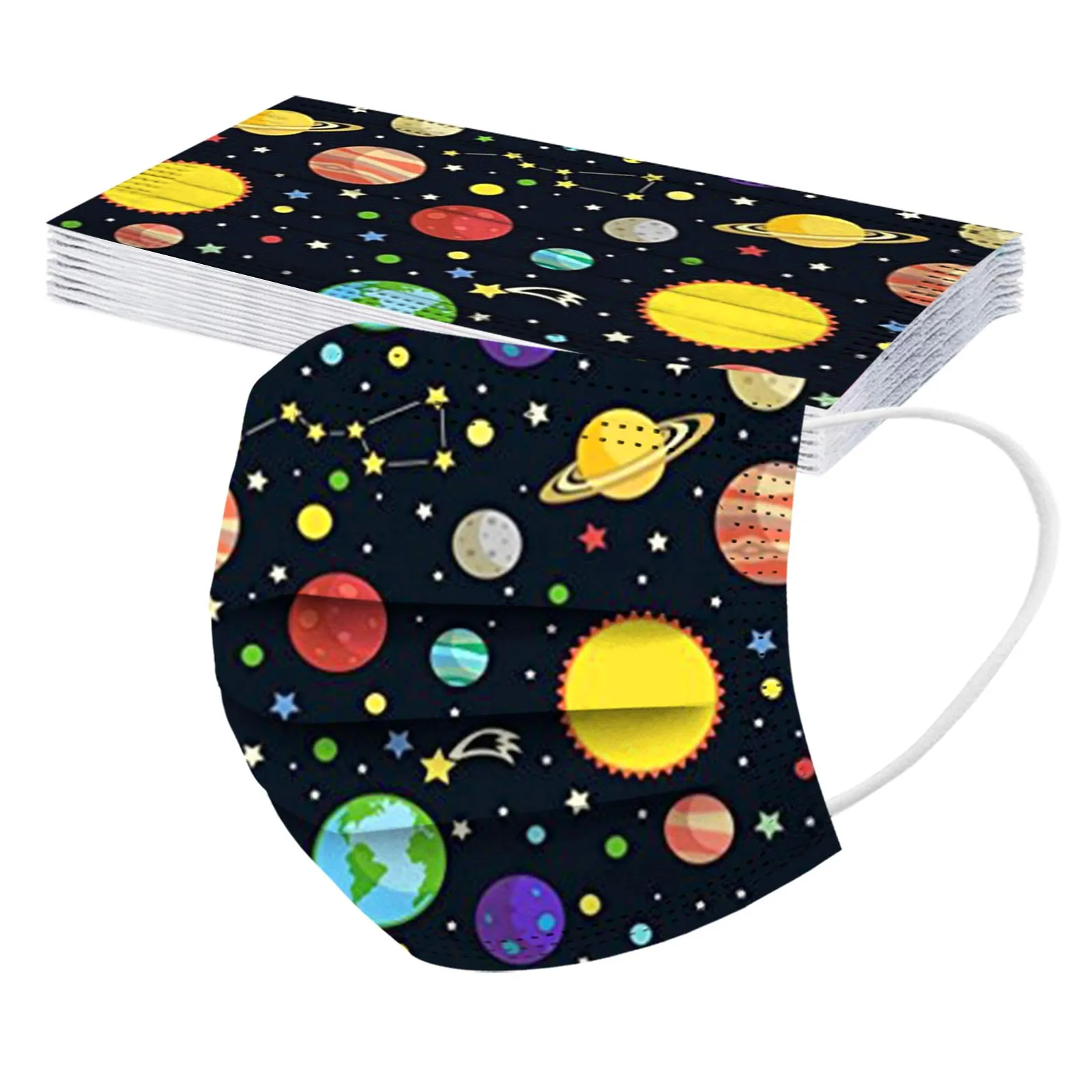 3-слойная маска для лица детская одноразовая Нетканая с принтом детей маски