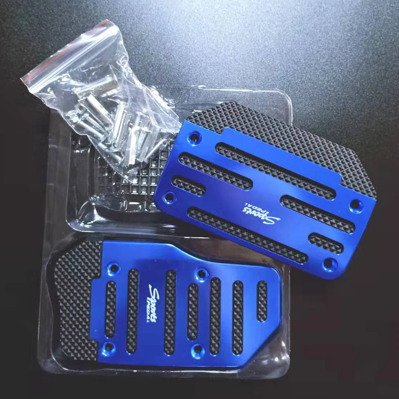 blue 2pcs AT Универсальная алюминиевая Автомобильная педаль, педаль тормоза, педаль сцепления для Volkswagen vw POLO Tiguan Passat Golf EOS - Название цвета: blue 2pcs AT