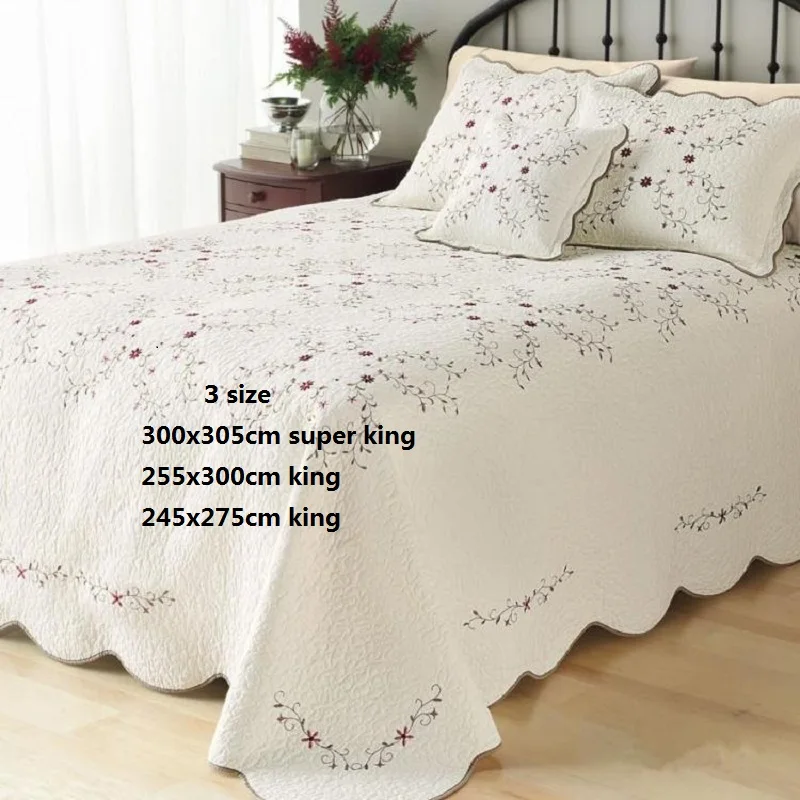 Details about   mixinni Reversible 100% Cotton 3-Piece Beige Embroidery Pattern Elegant Quilt Se 