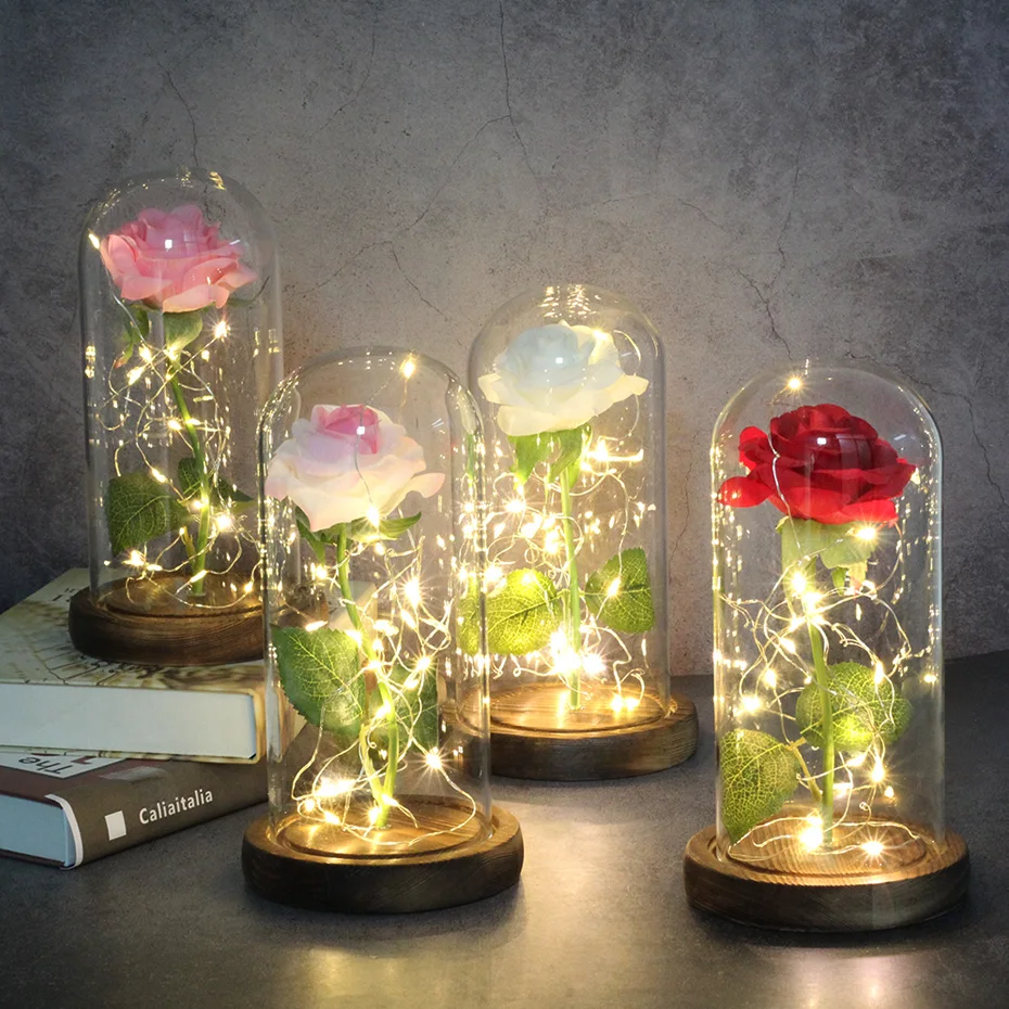 День Святого Валентина belle et rose bête dans de Dome verre for toujours rouge|Искусственные и сухие