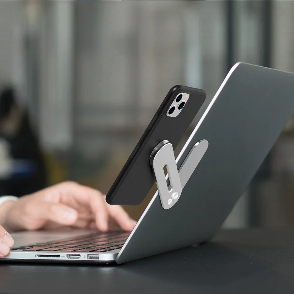 Clip on Monitor Laptop Side Mount Magnetic Cellphone Phone Stand Holder Expansion Bracket Flat Slim
