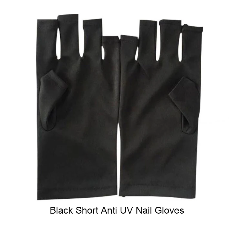 Short Black 10 пар УФ-перчаток, ткань для дизайна ногтей, гель, анти УФ-перчатка, УФ-светодиодный светильник, лампа для сушки ногтей, защита от излучения, инструменты для ногтей - Цвет: Short Black