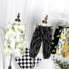 Летние новые стильные противомоскитные штаны для малышей летние дышащие тонкие штаны-фонарики Мягкие Летние штаны из хлопка и льна в Корейском стиле