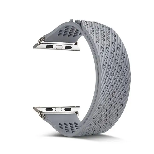 Серый Тканый силиконовый ремешок для спортивных часов для Apple Watch band 44 мм 38 мм 42 мм 40 мм iwatch series 5 4 3 2 плетеный резиновый браслет - Цвет ремешка: Серый