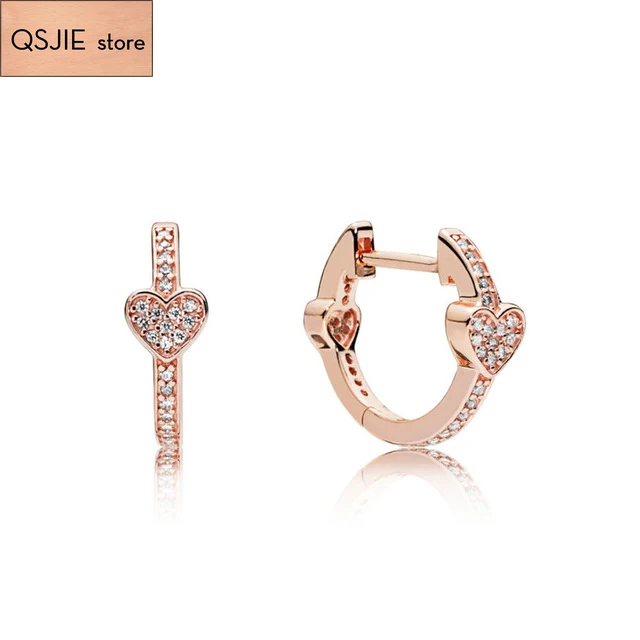 

High quality version 100% 925 sterling silver new style temperament attractive heart-shaped rose, original female ear nails
