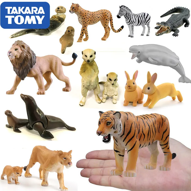

Takara Tomy Action Figure Wild Animal World Model Toys Lion Tiger Figure Action Monkey Rabbit Zebra Kids Educational Gift Dolls