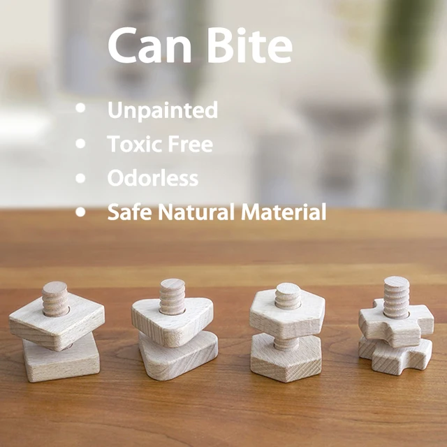 Beech Baby Toys Screw Nut Wooden Building Block Early Education Geometry Shape Matching Toy Fine Motor Skill Blocks for Toddlers 5