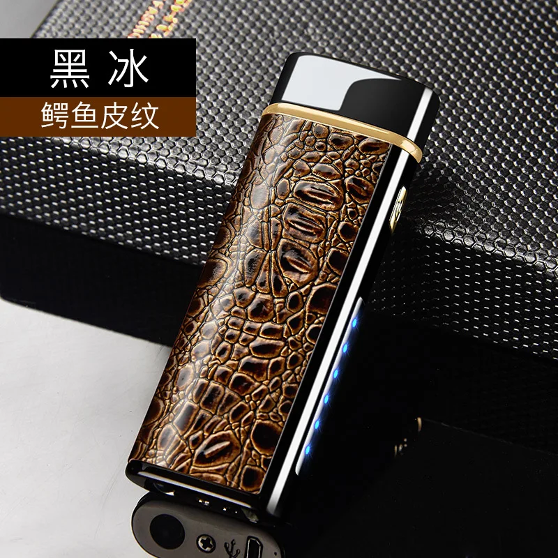 Черный Плазменная usb-зажигалка для сигарет, аксессуары для сигарет, многофункциональная Электронная зажигалка, супертонкая карманная зажигалка JX23 - Цвет: Черный