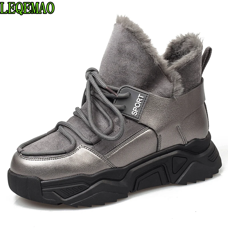 Warm Ankle boots For Women Winter Snow Boots Woman PU Leather Fashion Sneakers Ladies Short Ankle Boots Female Boots
