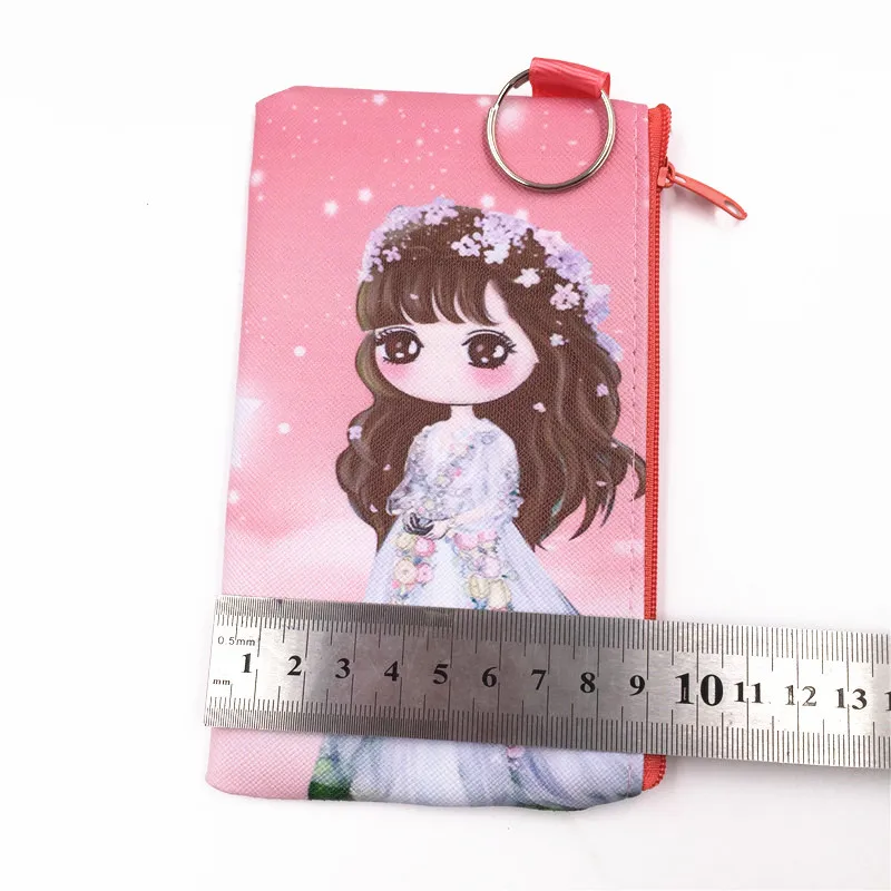 

PU Leather Rectangular Purse Cartoon Beauty Pattern Key Coin Bag Zipper Wallet 2 Yuan Shop Supply of Goods