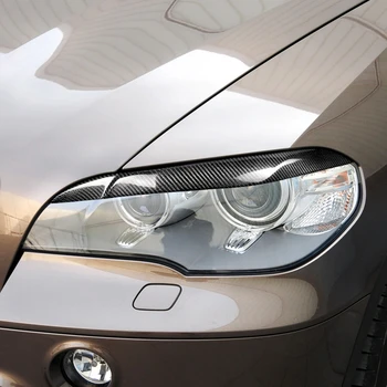 

2pcs Carbon Fiber Headlights Eyebrows Eyelids for Bmw X5 E70 2008-2013 Accessories Front Headlamp Eyebrows Car Styling