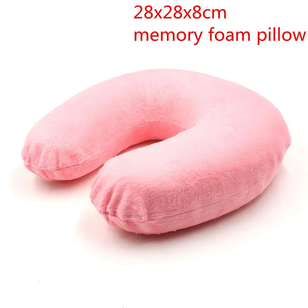 Подушка из пены с эффектом памяти, u-образные подушки для шеи, для самолета, поддержка шеи, аксессуары для путешествий, 4 цвета, удобные подушки для сна, дома - Цвет: A-pink