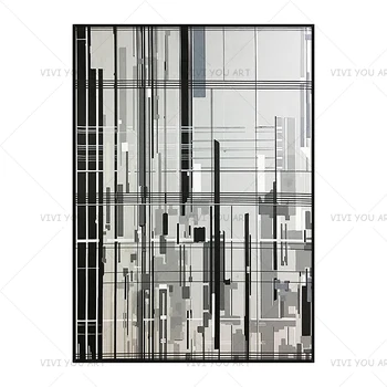 

New Hand Painted Simple Black Line Abstract Oil Painting Canvas Art Home Decor Wall Pictures Modern No Frame Picture