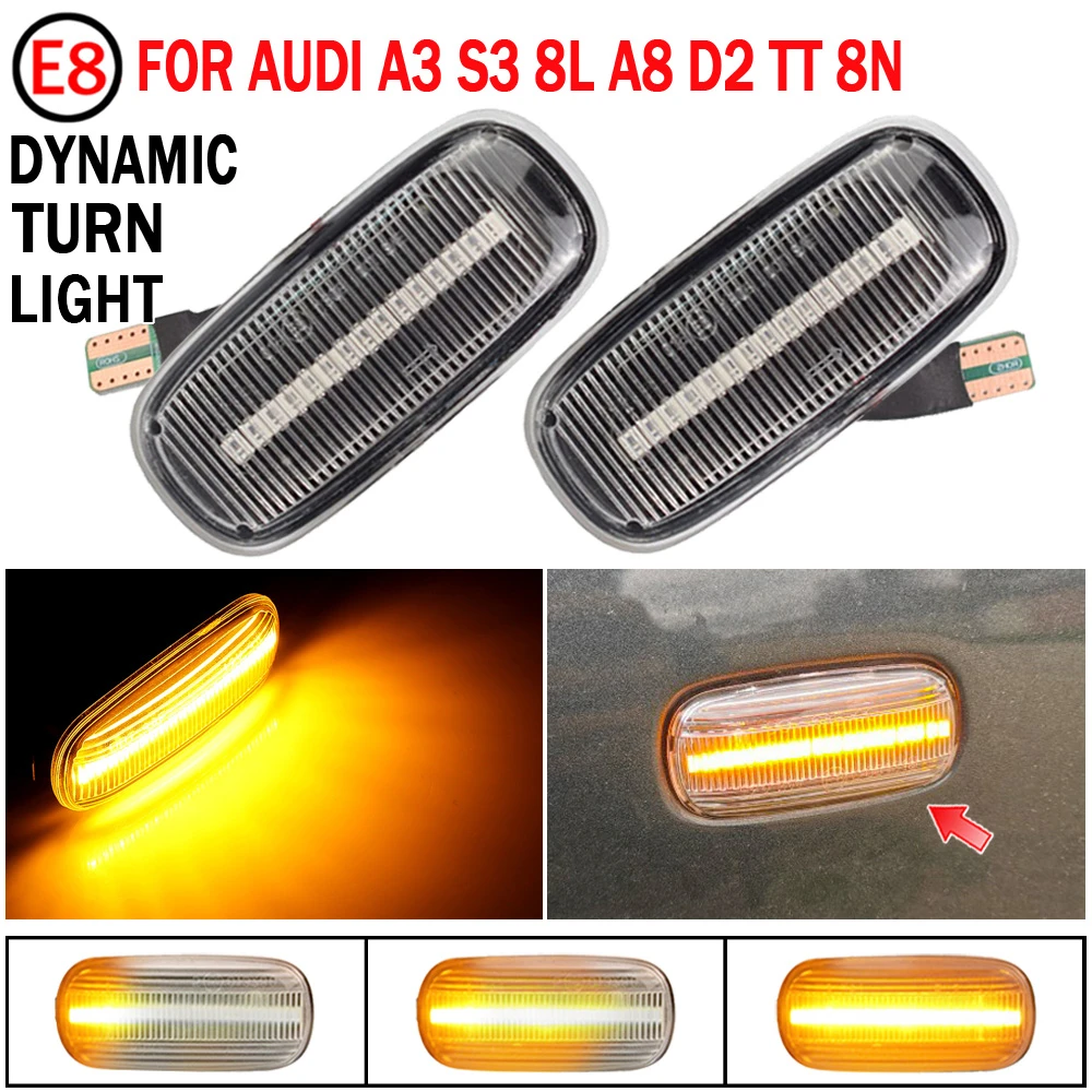 Dynamic Flashing Led Side Marker Turn Signal Light For Audi A3 S3 8l A4