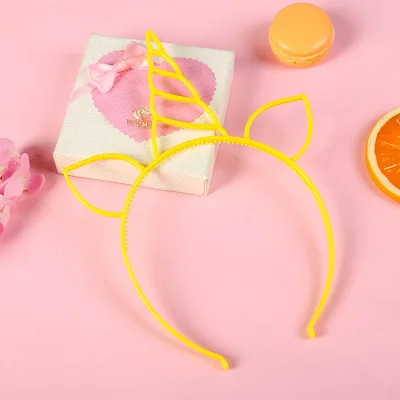 Милые серьги в Корейском стиле с единорогом для девочек, пластиковые обручи для детей, повязка на голову с зубами для детей, аксессуары для волос, головные уборы - Цвет: Yellow