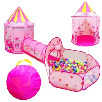 

3Pcs/Set Kids Folding Fairy Tale Castle Crawl Tunnel Play Tent baby crawling drill hole indoor and outdoor play house toys