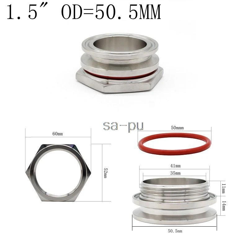 encaixe de compressão homebrew bulkehad 304 aço