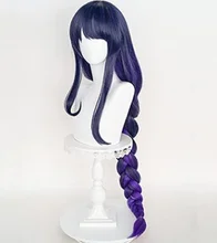 Perruque de Cosplay synthétique de 110cm de Long, perruque de Baal, Anime Genshin Impact Raiden Shogun, résistante à la chaleur, violet, couleurs mélangées 