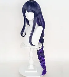 Perruque de Cosplay synthétique de 110cm de Long, perruque de Baal, Anime Genshin Impact Raiden Shogun, résistante à la chaleur, violet, couleurs mélangées 