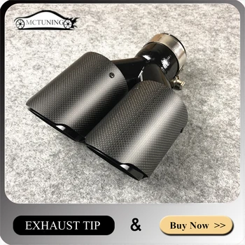 

1 pcs Y Model Carbon with Grilled Black stainless steel Exhausts Dual End Tips Car-styling Exhaust Dual Tips