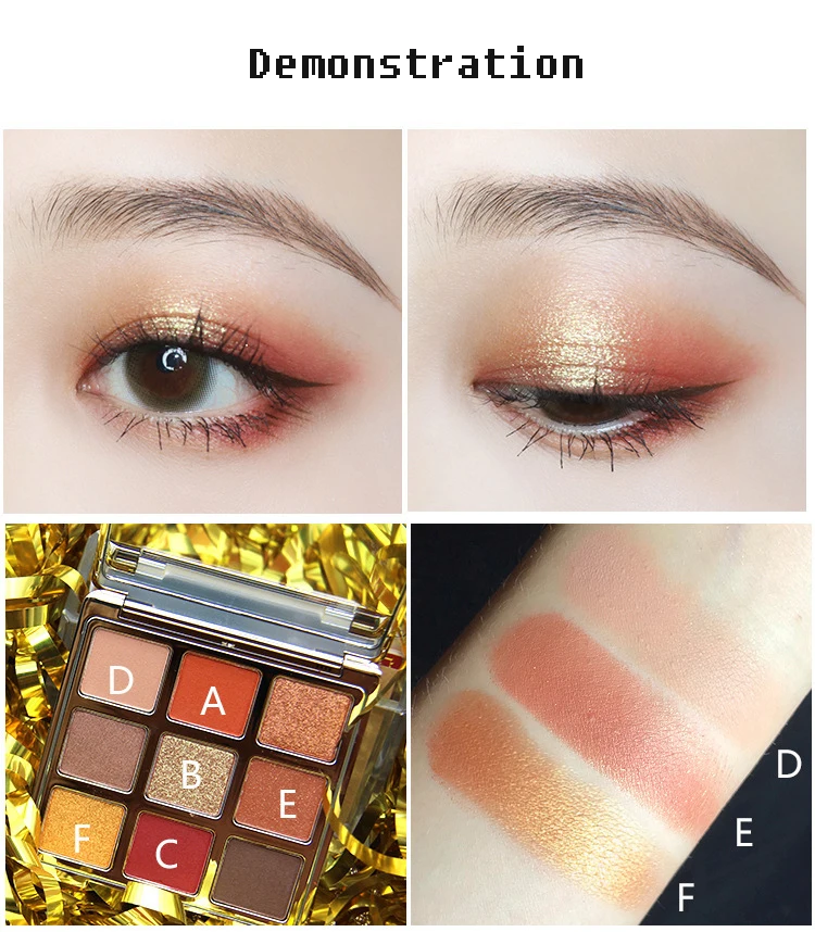 NOVO brand 9 colors Mirage quicksand eyeshadow palette easy to colour and waterproof eye shadow makeup