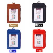 Portable Retractable Badge Lanyard Work Name Business Card Cover Women Men Bank Credit Card Holder PU Bus ID Card Pocket Wallet