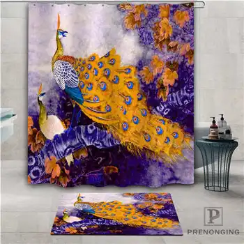 

Custom Image of Peacock (1) Waterproof Shower Curtain Doormat Home Bath Bathroom Polyester Fabric Multi Sizes#2019-01-12-246