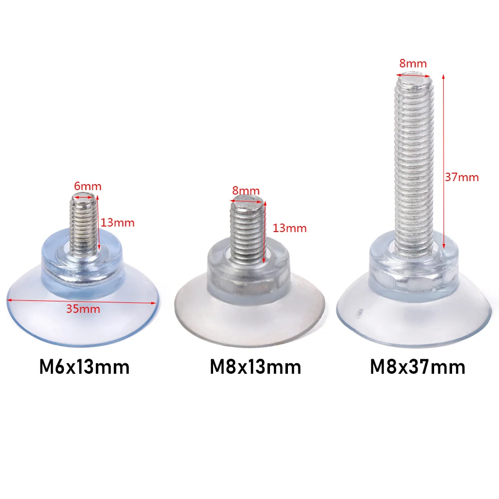 M6/M8 Screw Rubber Suction Cup Transparent Suckers Turn Nut Glass Table Tops Kitchen Bathroom Suckers Hooks 10Pcs suction cup hook