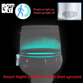 

4pcs/set 8 Color Smart LED Sensing Toilet Light Smart PIR Motion Sensor Toilet Seat Night Light Waterproof Backlight For Toilet