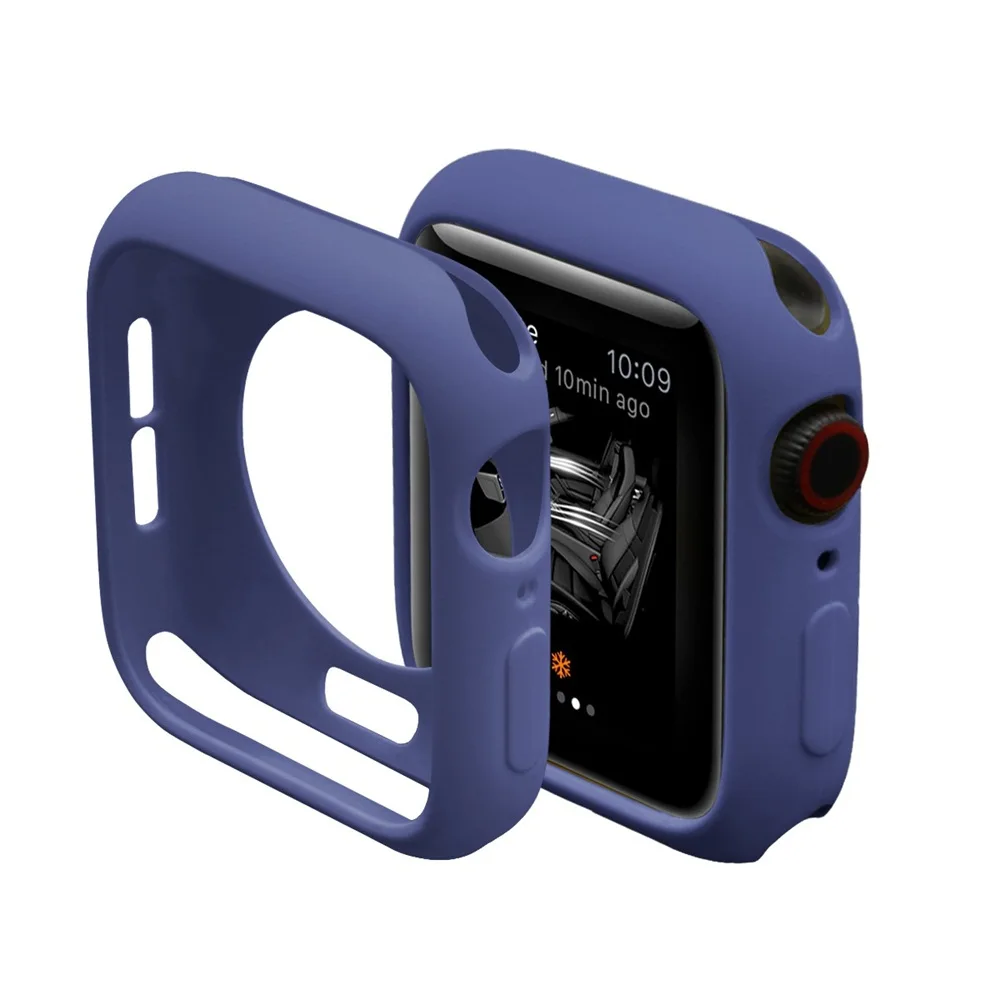 Для i Watch 44 мм 40 мм Премиум против царапин силиконовый защитный чехол для часов бампер для Apple Watch 4 3 2 1 Смарт-браслет Рамка - Цвет: blue