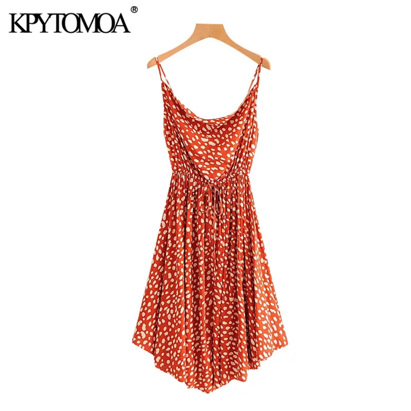 KPYTOMOA Women 2020 Chic Fashion Leopard Print Pleated Midi Dress Vintage Backless Drawstring Tie Straps Female Dresses Mujer KPYTOMOA Women 2020 Chic Fashion Leopard Print Pleated Midi Dress Vintage Backless Drawstring Tie Straps Female Dresses Mujer