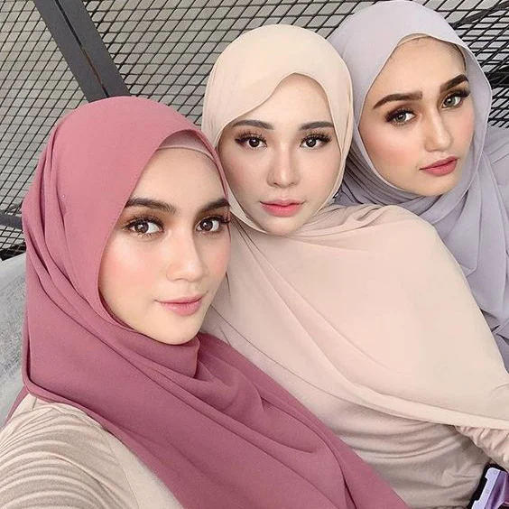 Women Chiffon Scarf Muffler Bubble Solid Muslim Hijab Head Scarves Wrap Shawl