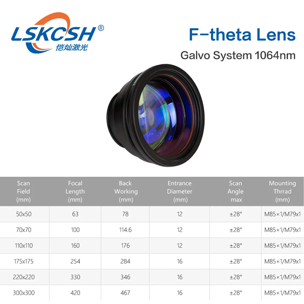 LSKCSH F theta объектив для сканирования 1064nm 50x50 300x300 F63 420mm YAG волоконно оптического