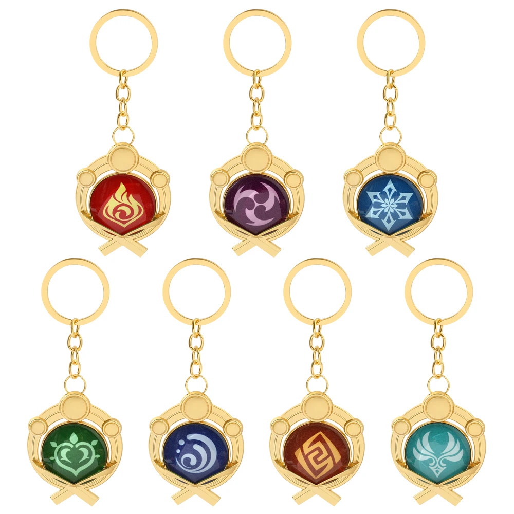 Game Genshin Impact Vision Lnazuma Ganyu Keqing Wendi Xiao Keychain Luminous 7 Element Weapons Eye Of Original God Toy KeyRing | Украшения