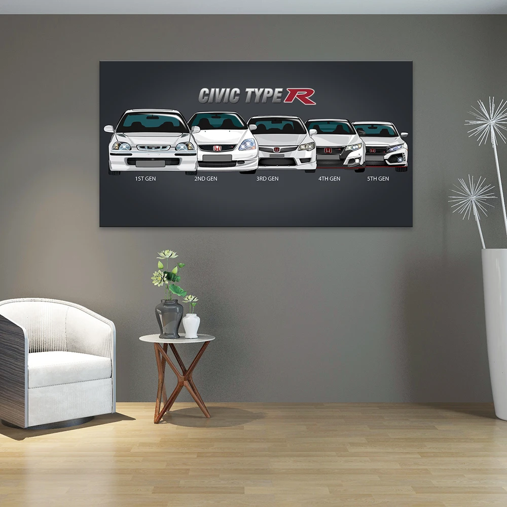 Wall Art Modular Picture 1 pieces Posters Canvas HD Printed Retro Honda CIVIC Car Painting Modern Home Decoration Living Room