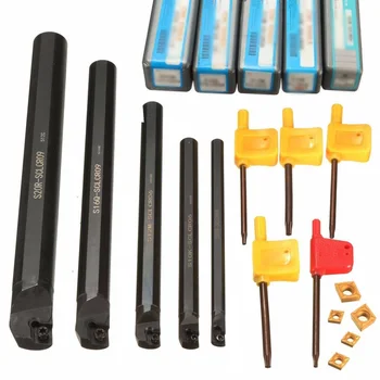 

Boring Bar S20R-SCLCR09 Wrench CCMT09T304 Lathe 5pcs Set 7/10/12/16/20mm SCLCR09