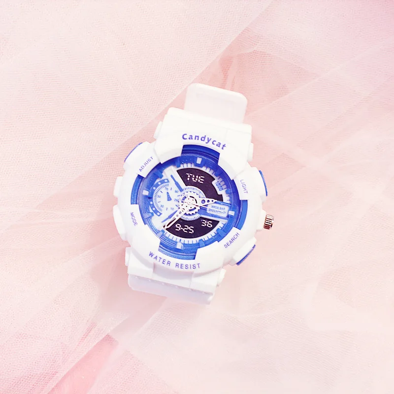 White Blue Роскошные мужские белые спортивные часы светодиодный цифровые военные спортивные кварцевые часы повседневные часы S Shock часы женские мужские часы - Цвет: White Blue