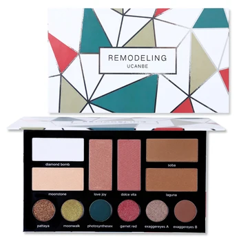 

UCANBE Eye Shadow Palette Makeup Set 6 Color Eyeshadow+2 Bronzer Contour+2 Blusher+2 Highlight Matte Glitter Shimmer Cosmetics