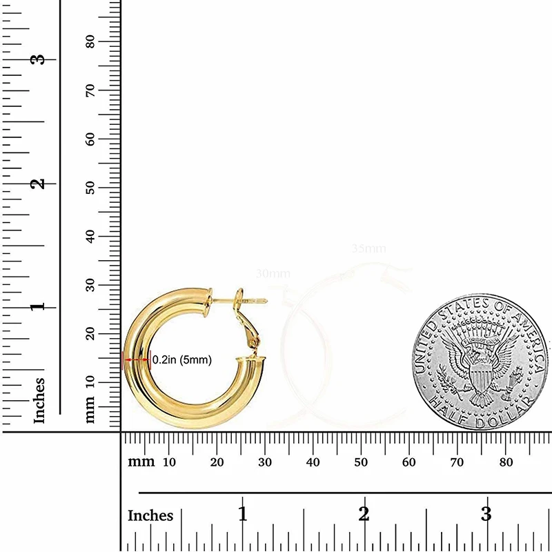 2021 New Thick Hoop Earrings Lightweight Chunky Gold Hoops Earrings 14K Gold Plated Large Circle Earring for Women Girls - Image 4