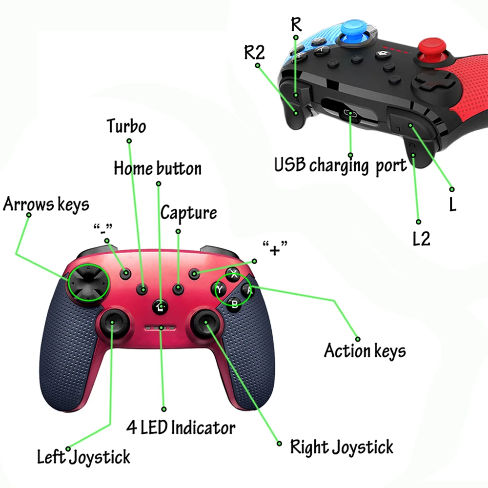 

Bluetooth Wireless Controller Remote Gamepad For Nintend Switch Console For Android Smarthone For PC Controle Joystick Gift Toy