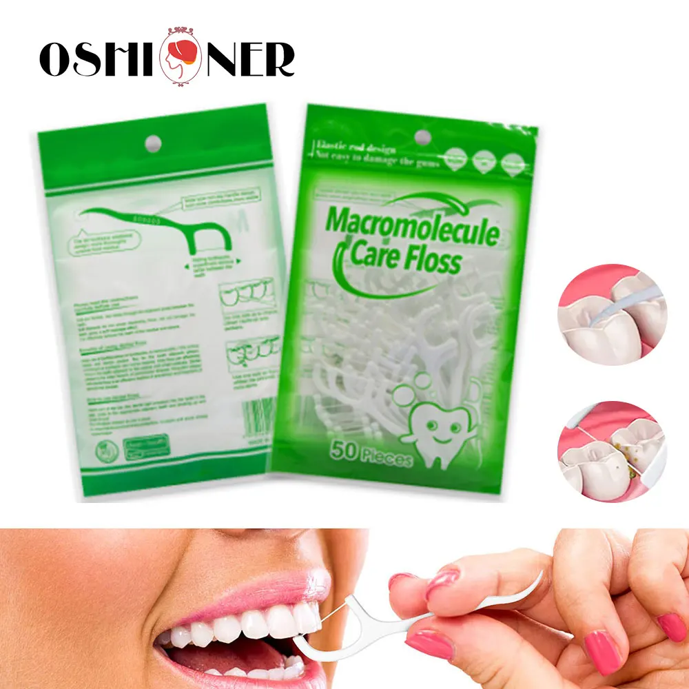 50 unids/lote de hilo Dental, palo de dientes para el Cuidado Oral