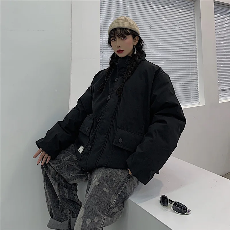 Зима Япония и Корея Harajuku толстое хлопковое пальто куртка мужская и женская куртка большой карман космический костюм рабочая уличная одежда