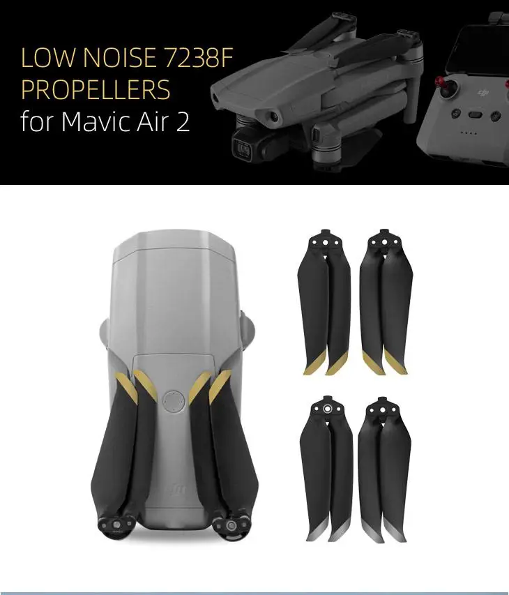 7238F Пропеллер для дрона снижение уровня шума Быстроразъемное лезвие Mavic Air 2
