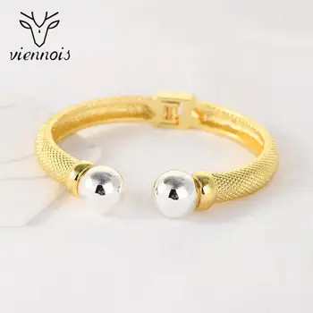 

Viennois Dubai Jewelry Gold Cold Cuff Bangles for Women Simple Design Fashion Bangles African Jewelry