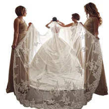 Свадебные вуали для собора, свадебные аксессуары с расческой, Аппликации, кружева, новинка
