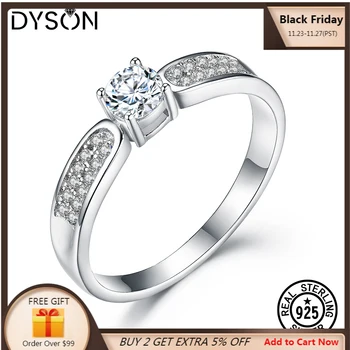 

Dyson 925 Sterling Silver Rings Luxury Classic Crystal Zircon Promise Statement Couple Rings Girls Gifts Delicate Fine Jewelry