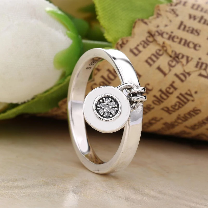 

Free shipping Authentic 925 Sterling Silver Padlock Rings CZ Crystal Pan Ring For Women European Original DIY Jewelry