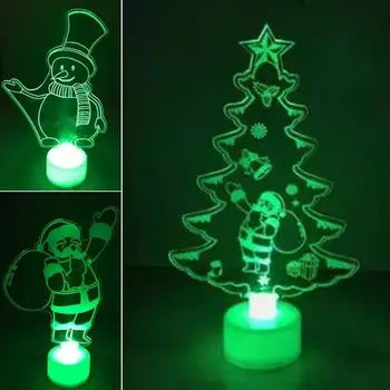 

Colorful Christmas Tree Santa Claus Snowman Modeling LED Night Light Fiber Optic Acrylic Lamp With Cyclic Color Change